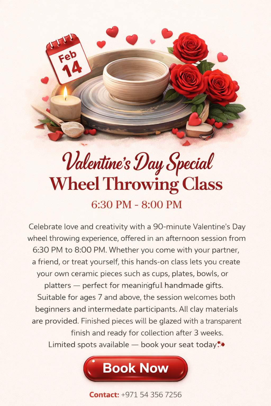 Wheel throwing valentine's day Class